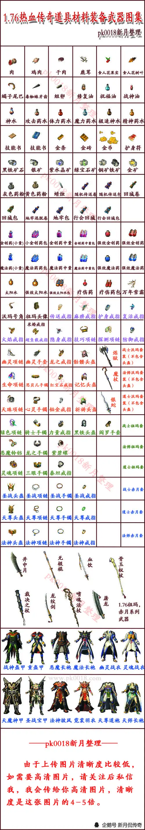 176热血传奇装备道具一览表