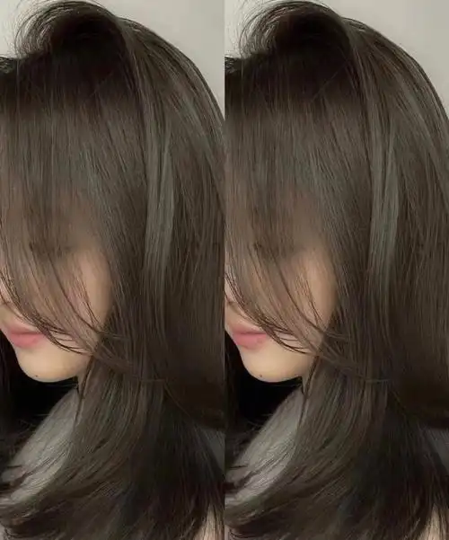 温柔亚麻青灰色超级超级显白的发色今天给大家分享一款亚麻青色亚麻棕