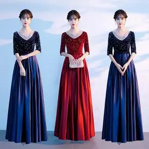 大合唱演出服女长裙音乐会诗歌朗诵表演服礼服舞台合唱团指挥服装