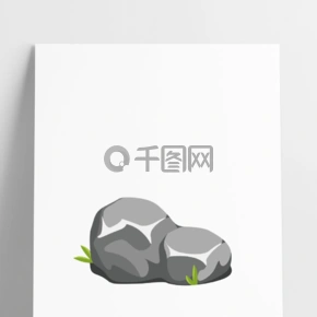 卡通矢量手绘简约户外石头岩石