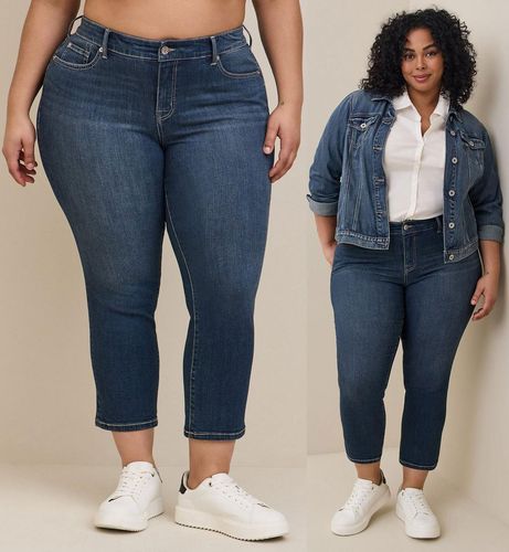 200斤250斤胖mm大码plus size女高腰弹力修身紧身深蓝色牛仔裤