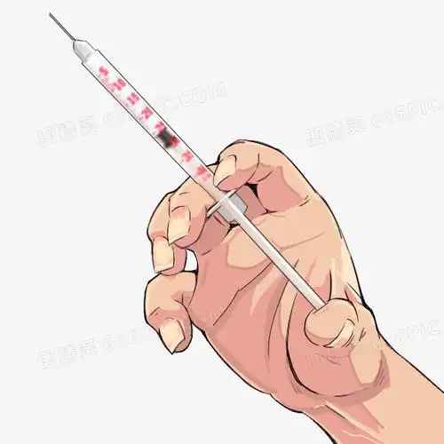 手绘漫画创意拿针管的医生