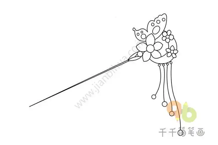 手绘 线稿 236332古代女子头饰简笔画 古代头饰简笔画古风简笔画小姐