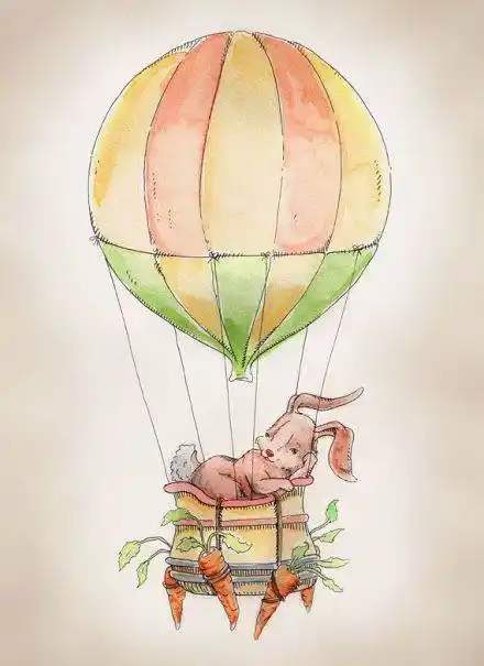 热气球水彩画热气球水彩画儿童画