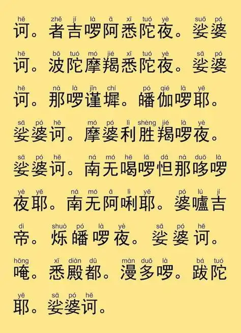 大悲咒歌词的完整的拼音如下: ná mó rě nà dá lā yǎ yǎ nà