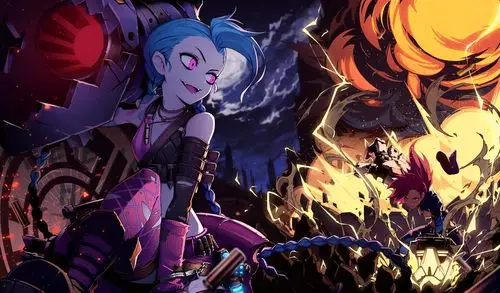 hwansang带感二次元风同人画作:金克丝与蔚