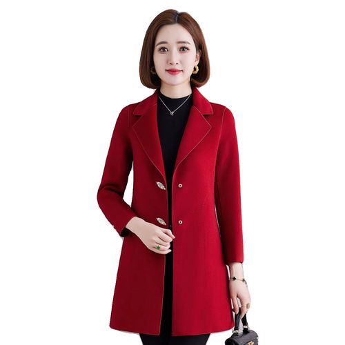 秋冬新款宽松显瘦赫本毛呢外套pratola高端双面羊绒大衣女中长款