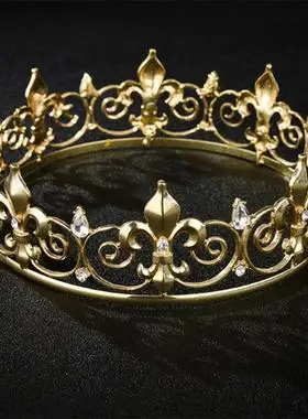 男生皇冠王子王冠男士皇冠头饰选美皇冠女王演皇冠男女通用包邮