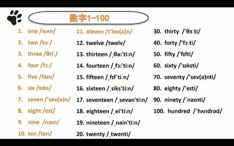 英文数字1-100的正确读音