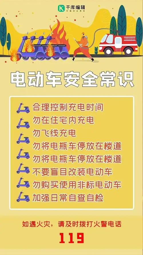 电动车安全文字黄色简约卡通手机海报