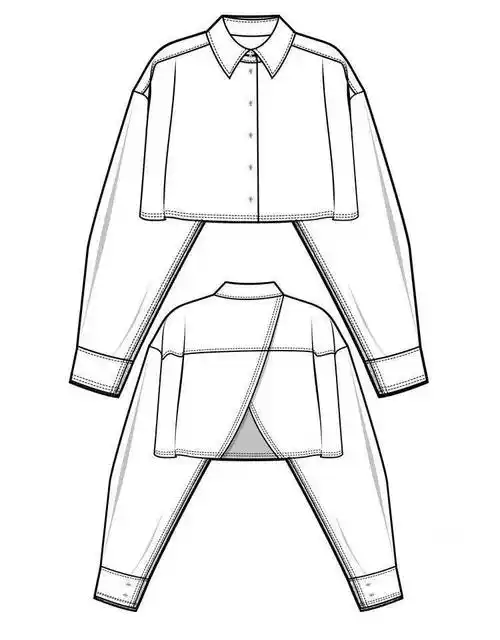 服装设计款式图上衣正反面款式图ai绘画