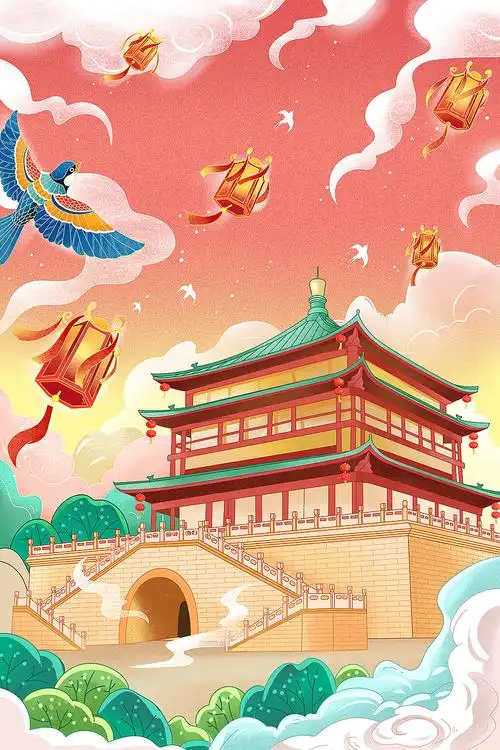 西安景点国风|插画|商业插画|晓绘趣味策划 - 原创作品 - 站酷 (zcool