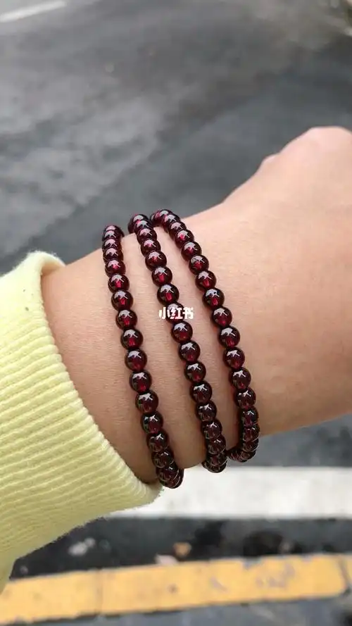 天然收藏级石榴石手链45mm三圈