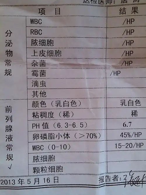 谁可以帮我看看这男科的检验报告单是什么意思 谢谢 急啊