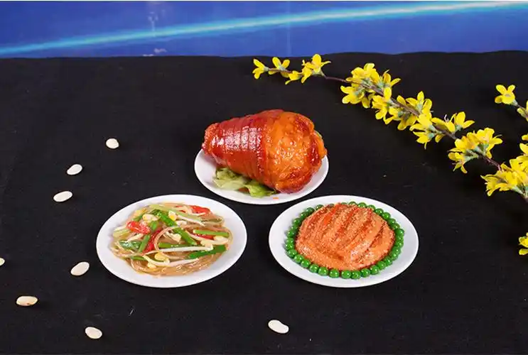 仿真食物中餐菜品模型食品仿真假菜影视拍戏样品摆设舞台表演道具金色