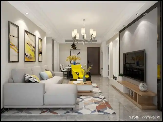 小套三客厅客厅现代简约110m05三居设计图片赏析--土巴兔装修效果图