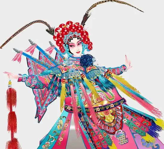 刀马旦武旦京剧人物矢量插图