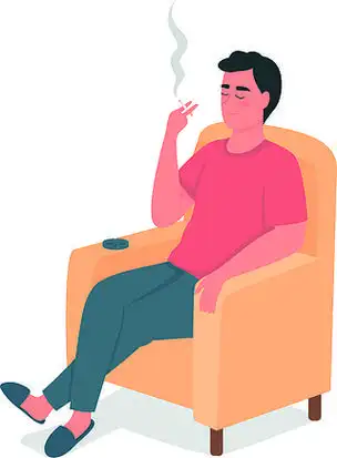 抽烟的家伙,在扶手椅上放着烟灰缸.坏习惯.