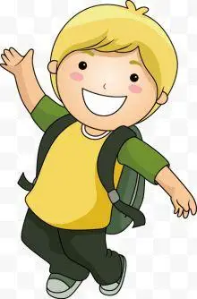 黄头发可爱卡通小学生