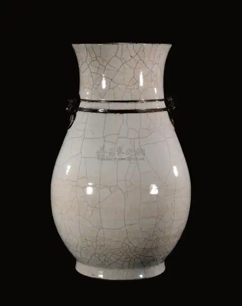 【十九世纪 仿哥窑双狮耳瓶】拍卖品_图片_价格_鉴赏_清代单色釉瓷器