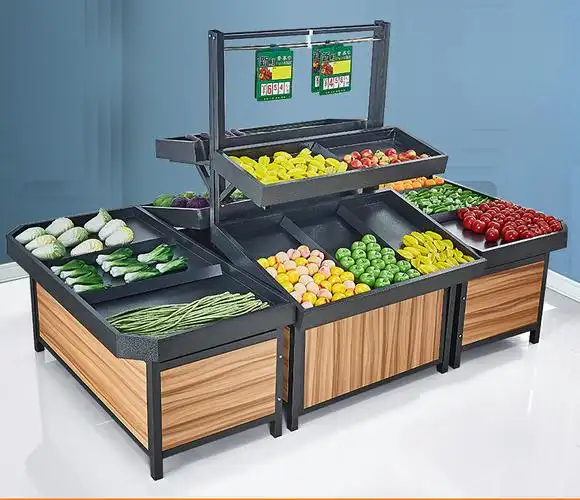 超市水果货架商场蔬菜展示架中岛柜生鲜平台蔬果柜蔬菜货架