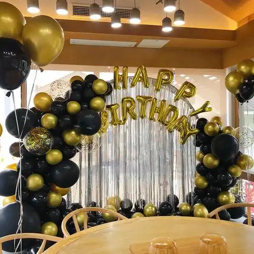 轻奢风黑金系主题简单包厢生日宴成人礼男友上门布置