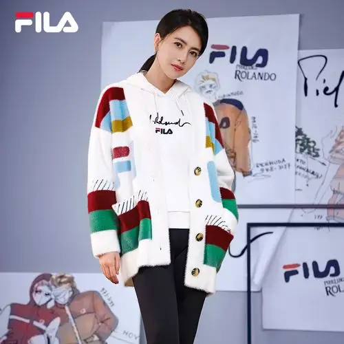 fila 斐乐高圆圆同款针织开衫2021春季新款舒适针织上衣外套女