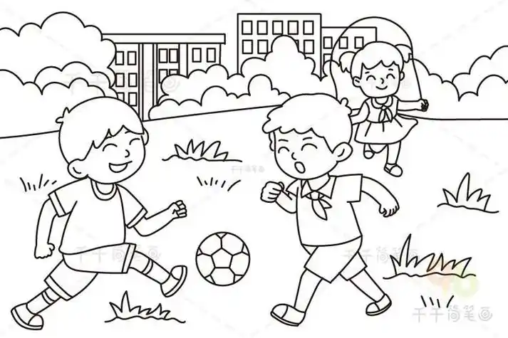 看图写话 体育课堂单图专项训练简笔画体育运动简笔画大众体育校园
