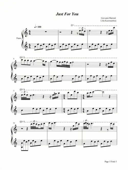 钢琴谱justforyou