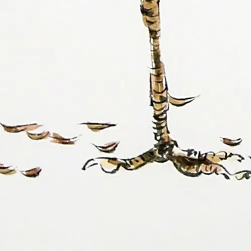 生活虽然一地鸡毛 手绘国画真迹 客厅挂画装饰画卷轴字画玄关壁画