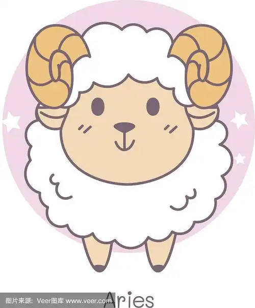 可爱的卡通白羊座象征