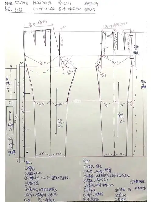服装纸样分享10女西裤裁剪图