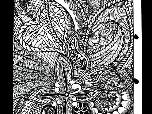 黑白条纹插画点线面禅绕画线描