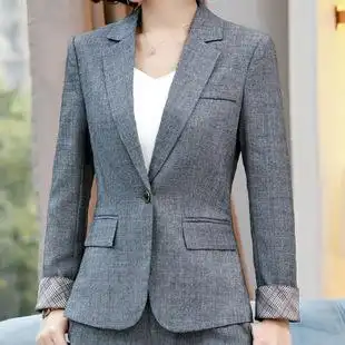 灰色西装女式秋冬新款女长袖西服职业装女装套装韩版百搭白领正装