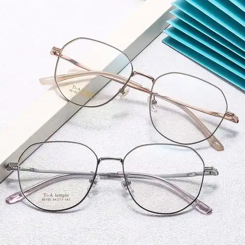 新款复古纯钛眼镜超轻半钛架高档光学眼镜男女同款近视镜素颜平光