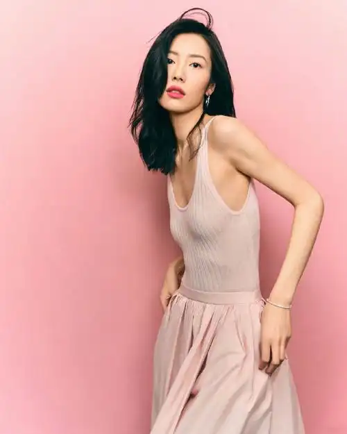 刘雯的粉色裙子