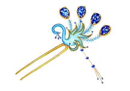 手绘古风簪子插画