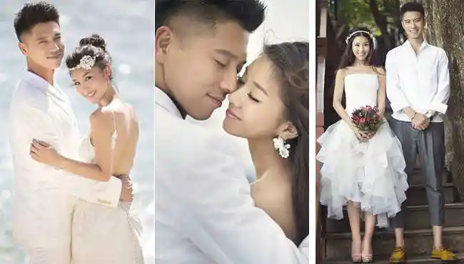 4组靳东跟李佳结婚照图片大全 演员老干部靳东和妻子李佳婚纱照高清