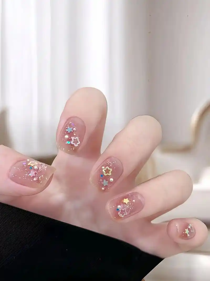 可爱星星8215美甲新look短款高级显手白小清新穿戴甲