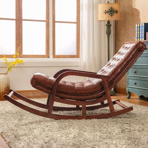 私巢实木摇摇椅躺椅大人阳台休闲美式懒人沙发椅客厅卧室轻奢网红