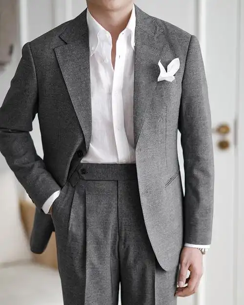 免烫休闲百搭西装复古商务那不勒斯礼服意式格子西服