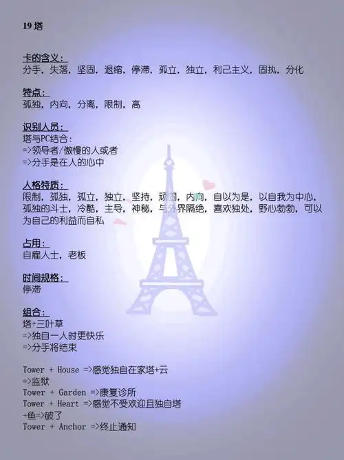 雷诺曼塔牌牌义塔牌组合牌义19