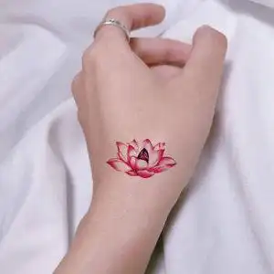 粉色莲花纹身贴图片