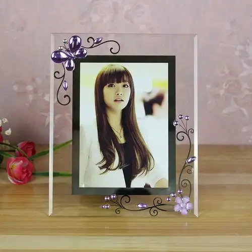 创意透明水晶玻璃摆台相框镜框欧式5寸6寸照片相架像框新款促销