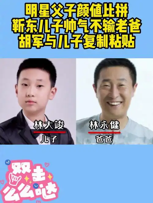 明星父子颜值比拼,靳东儿子帅气不输老爸,胡军与儿子复制粘贴-度小视