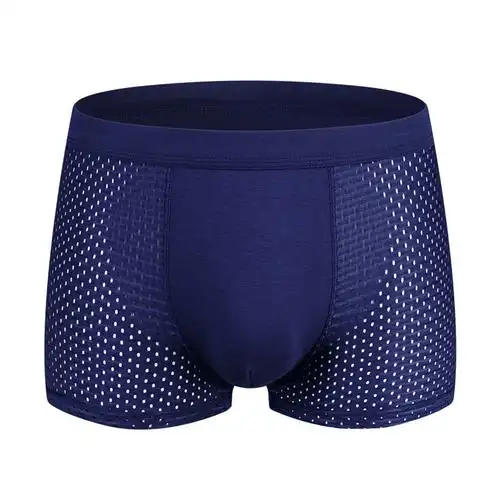 threesons莫代尔男士内裤平角大码冰丝透明透气网眼薄四角短裤