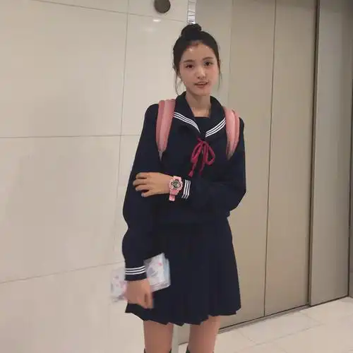 厂家直供 正统jk制服藏蓝色三本长袖关西襟水手服中间服/秋冬服