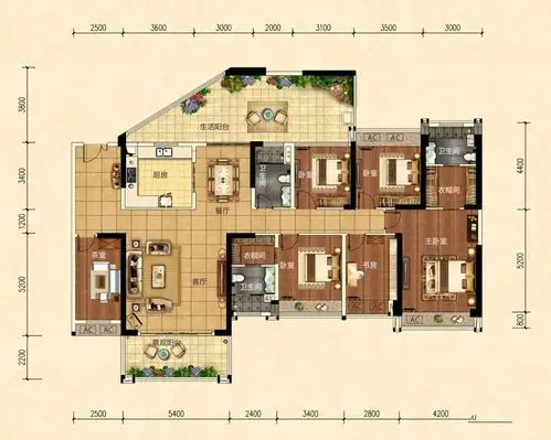 05户型 6室2厅3卫 建面194㎡