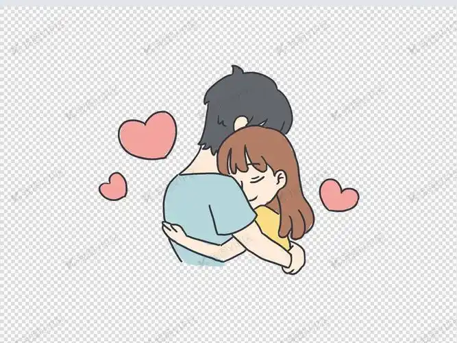 情侣拥抱手绘卡通元素图片素材(psd分层格式)免费下载_动漫人物大全