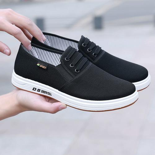 新款帆布鞋潮流老北京布鞋男韩版透气防滑休闲一脚蹬爸爸布鞋男鞋